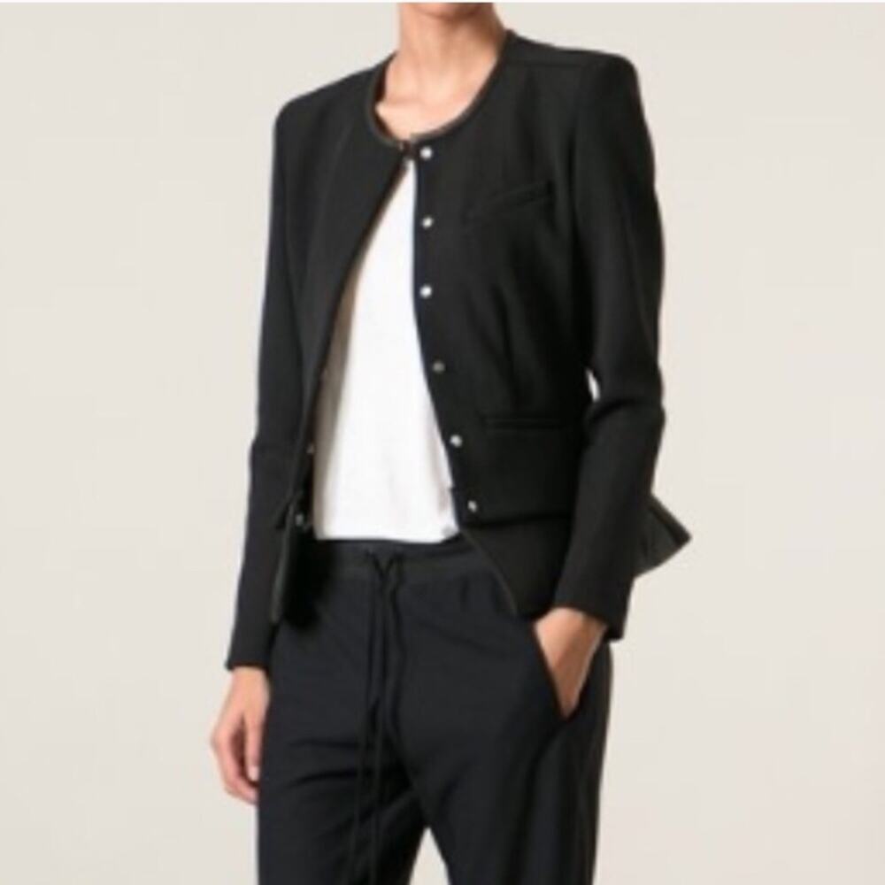 IRO Clyde black leather peplum blazer - Picture 2 of 11